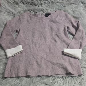Tahari Lavender Long Sleeve Blouse with White Cuffs
